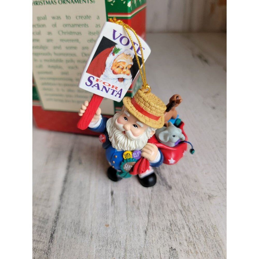 Enesco campaign for Christmas vote for Santa ornament Xmas vintage‎